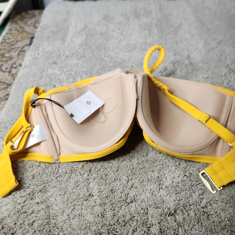 Women's High Neck Braided Strap Bikini Top - Shade & Shore Yellow 34DD - Picture 7 of 8